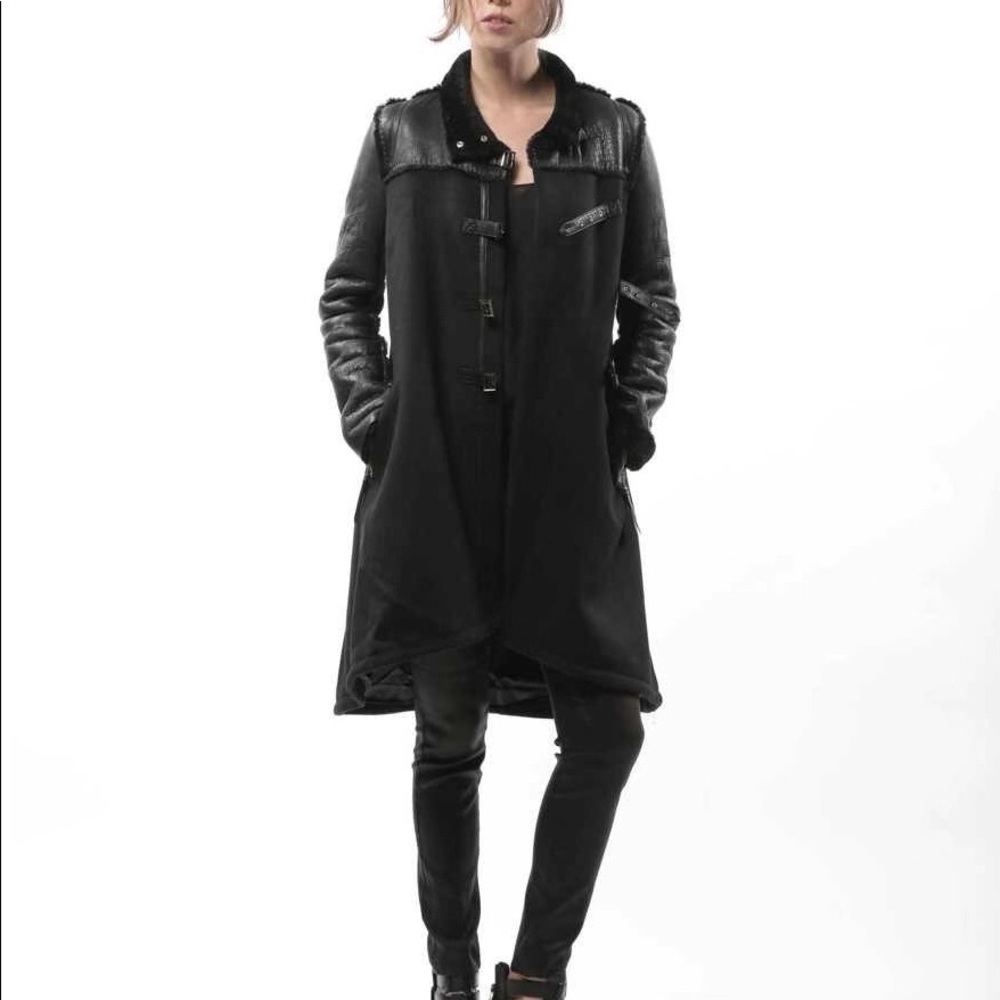 Black lamb skin coat